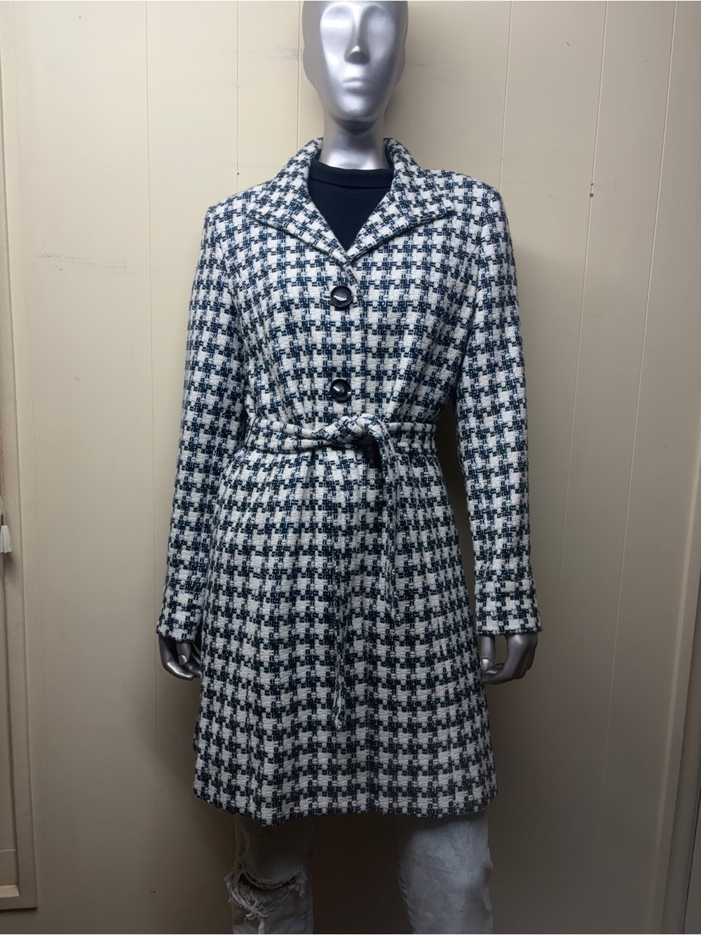 Evan Picone Houndstooth Pea Coat